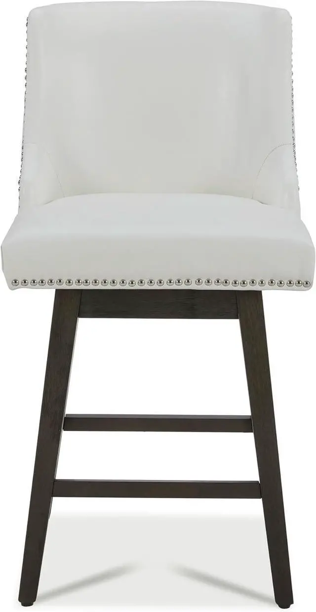 Alt view image 4 of 7 - CHITA Counter Height Swivel Barstools, FSC Certified 26" H Seat Height Upholstered Bar Stools Set of 2, Faux Leather in White