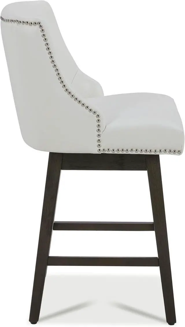 Alt view image 5 of 7 - CHITA Counter Height Swivel Barstools, FSC Certified 26" H Seat Height Upholstered Bar Stools Set of 2, Faux Leather in White