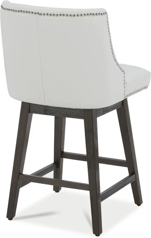 Alt view image 6 of 7 - CHITA Counter Height Swivel Barstools, FSC Certified 26" H Seat Height Upholstered Bar Stools Set of 2, Faux Leather in White