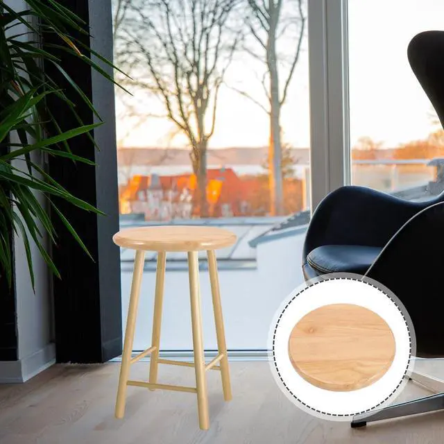 Alt view image 5 of 7 - VOSAREA Wooden Bar Stool Seat Replacement Round Chair Seat Top Wood Seat Replacement for Metal Chairs Stool (29.5CM)
