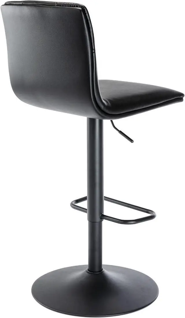 Alt view image 7 of 7 - Brage Living Tufted Adjustable Bar Stools, Modern PU Leather Swivel Airlift Barstools with Back, Armless Counter Height Bar Chairs for Kitchen Dining Pub Cafe Set of 2 (Black, Black Base)