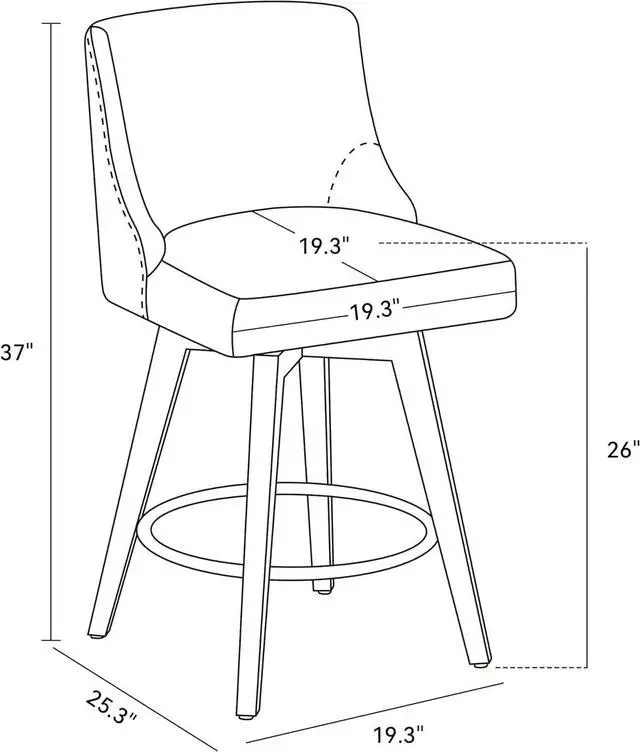 Alt view image 3 of 7 - Counter Height Swivel Bar Stools Set of 2, Performance Fabric Upholstered Counter Stools with Back for Kitchen Island, Counter Stools with 26 Inch Seat Height, Solid Wood Legs, Ivory