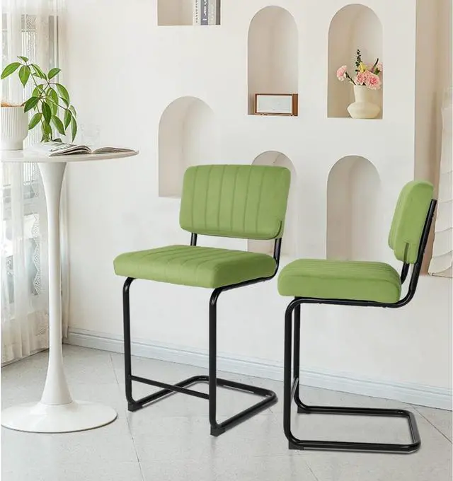 Alt view image 7 of 7 - Okeysen Bar Stools Set of 2,Counter Height BarStools Bar Chairs,24 inch Tall Bar Stool with Back,Barstools Bar Height Set of 2,Kitchen Counter Stools Modern Velvet Barstool for Island Dining Party