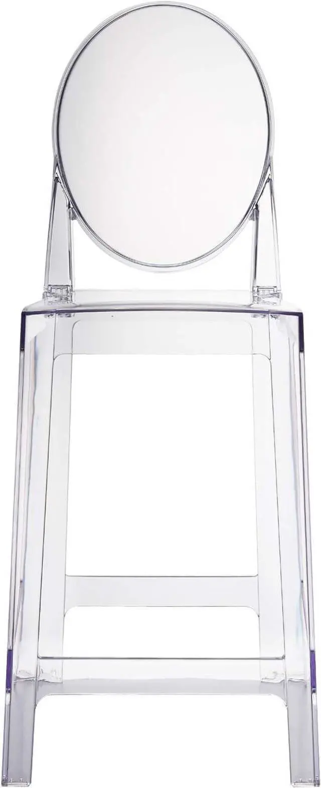 Alt view image 7 of 7 - 2xhome 25" Set of 4 Counter Height Bar Stools | Oval Back Transparent Ghost Chair | Armless Polycarbonate Stool with Footrest for Kitchen Island & Dining (Clear)