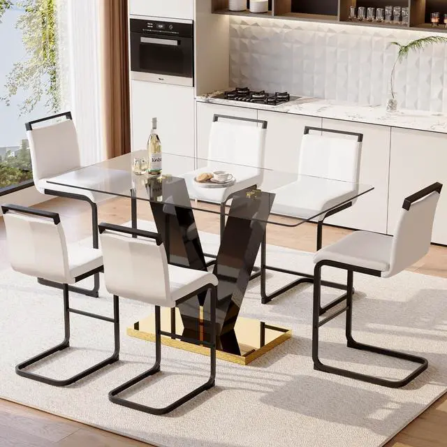 Alt view image 6 of 6 - Bar Stools Set of 4,Counter Height Bar Stools with Backs,White Faux Leather Kitchen Stools with Black Powder Coated Metal Legs,High Dining Chair Ideal for Kitchen Counter Dining Island Bar Pub