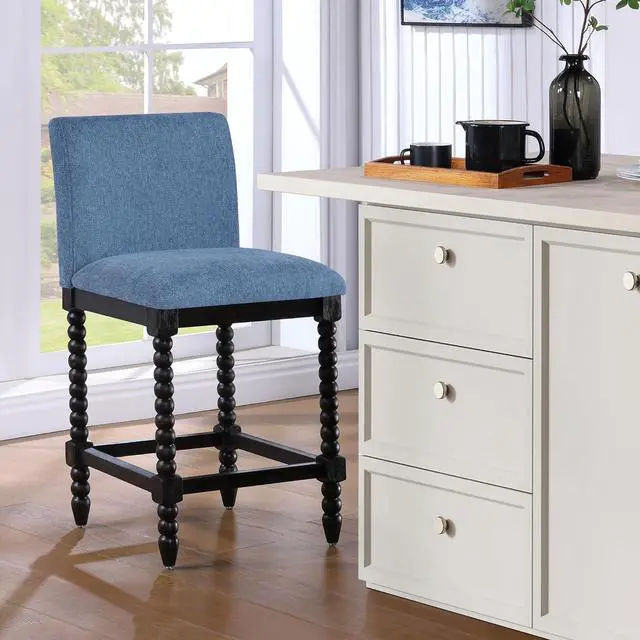 Alt view image 7 of 7 - DUHOME Spindle Counter Stool with Padded Spring Seat,Wooden Bar Stools Farmhouse 26 Inch Counter Height Stools Chairs with Spindle Back for Kitchen Island