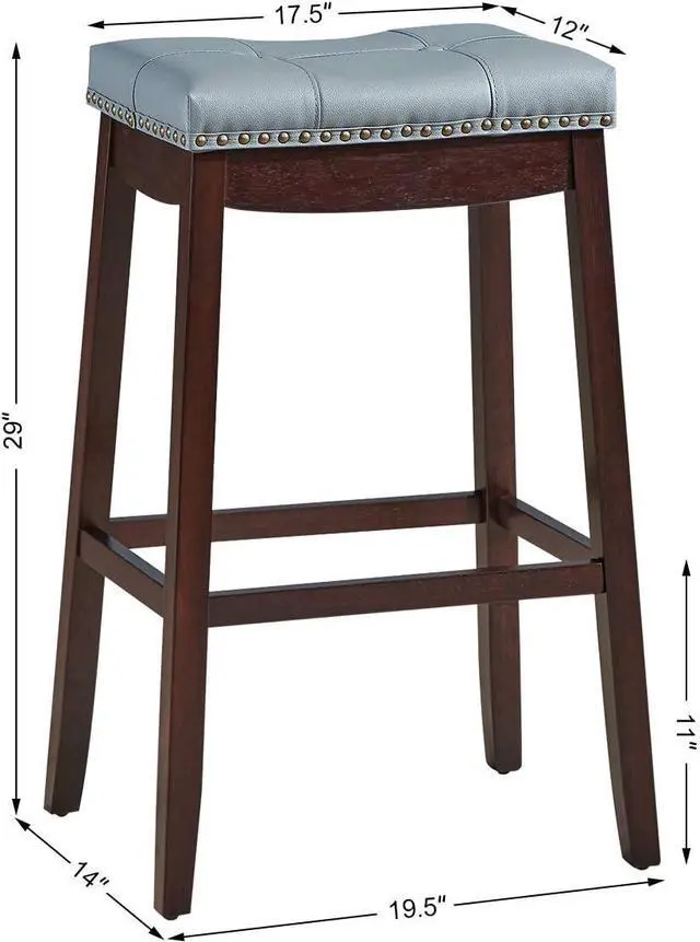 Alt view image 3 of 7 - COSTWAY Bar Stools Set of 4, 29-Inch Height Backless Counter Stool with Footrest, Soft Seat Cushion, Wood Legs and Non-Slip Foot Pad, Saddle Stools for Home Kitchen Living Room, Stone Gray+Dark Brown