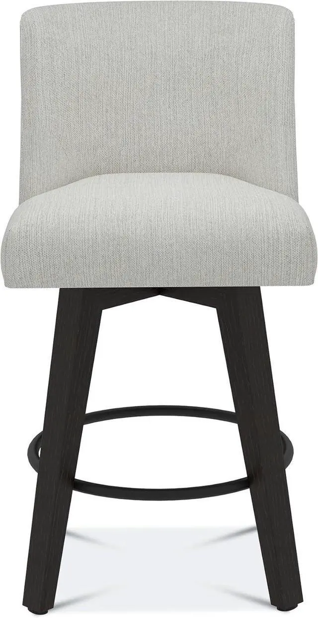Alt view image 4 of 7 - Counter Height Swivel Bar Stools Set of 2, Performance Fabric Upholstered Counter Stools with Back for Kitchen Island, Counter Stools with 26 Inch Seat Height, Solid Wood Legs, Ivory