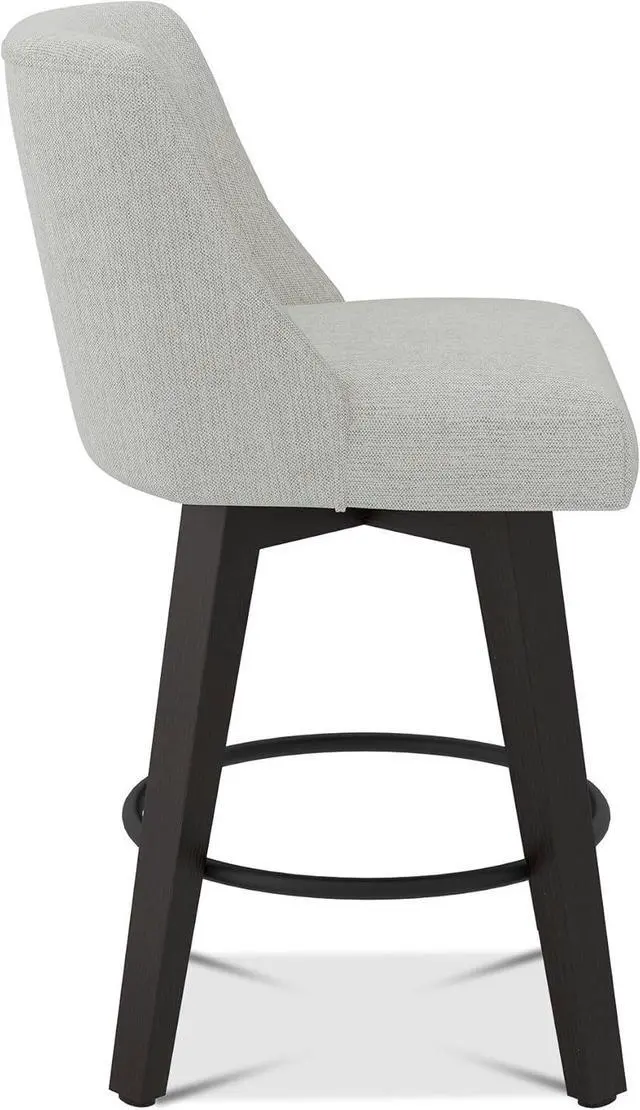 Alt view image 6 of 7 - Counter Height Swivel Bar Stools Set of 2, Performance Fabric Upholstered Counter Stools with Back for Kitchen Island, Counter Stools with 26 Inch Seat Height, Solid Wood Legs, Ivory