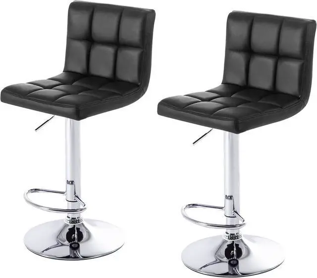 Main image of NOBPEINT Square Back Adjustable Swivel Bar Stools, Black(Set of 2)
