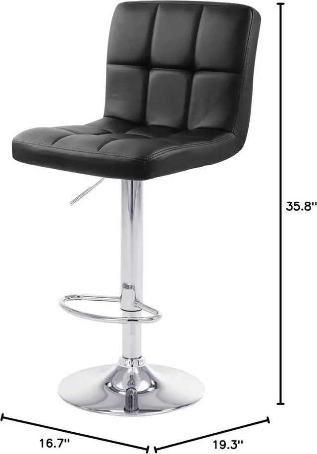 Alt view image 2 of 7 - NOBPEINT Square Back Adjustable Swivel Bar Stools, Black(Set of 2)