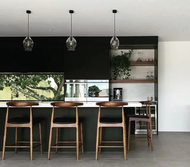 Alt view image 2 of 7 - 2xhome Solid Wood Farmhouse 25" Counter Stools with PU Leather Cushion Seat, Modern Accent Dining Elbow Chair Barstool (Espresso Set of 2)