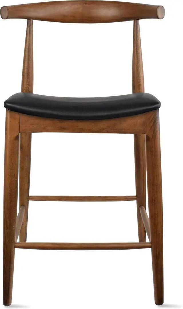 Alt view image 5 of 7 - 2xhome Solid Wood Farmhouse 25" Counter Stools with PU Leather Cushion Seat, Modern Accent Dining Elbow Chair Barstool (Espresso Set of 2)
