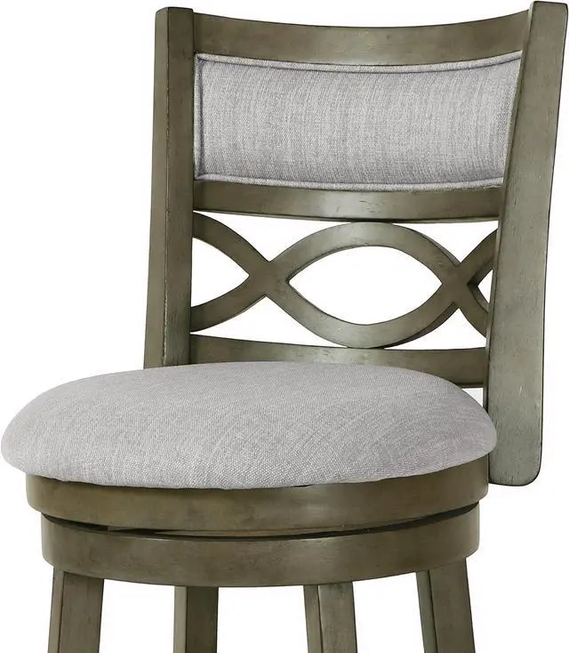 Alt view image 6 of 7 - New Classic Furniture Manchester Counter Height Swivel Bar Stools, Set of 2, 24-Inch, Fabric Upholstered Seat & Back Rest, Gray
