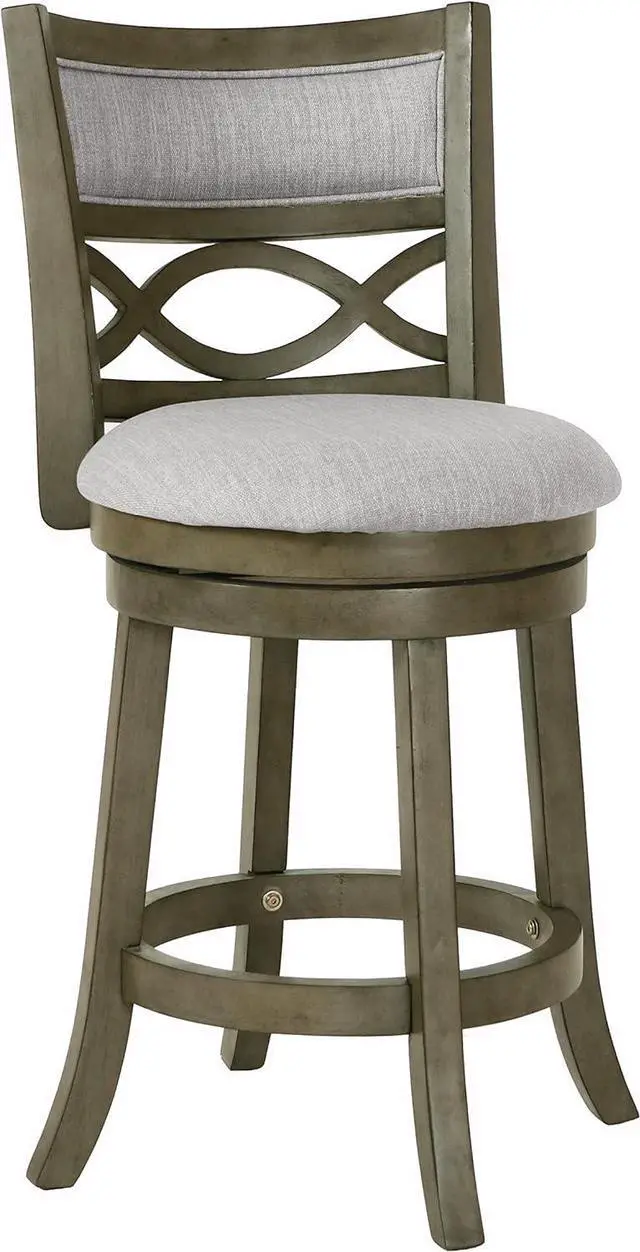 Alt view image 3 of 7 - New Classic Furniture Manchester Counter Height Swivel Bar Stools, Set of 2, 24-Inch, Fabric Upholstered Seat & Back Rest, Gray