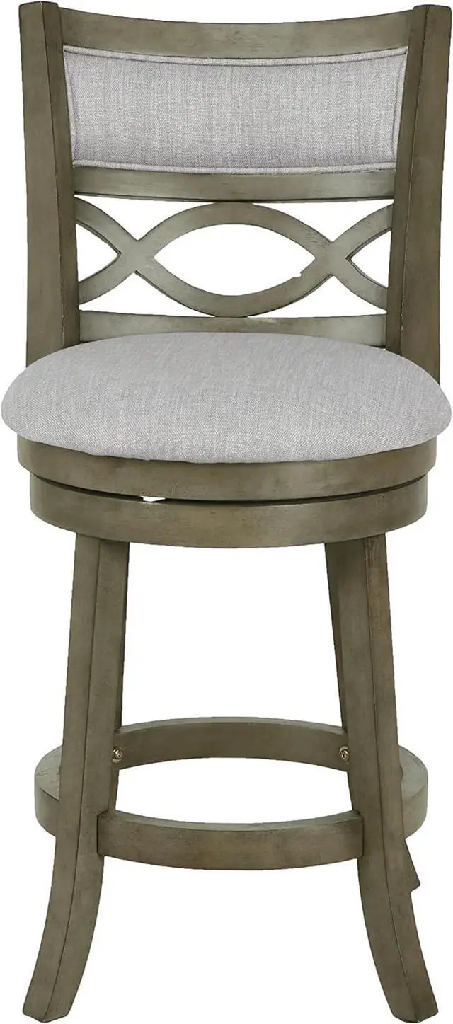 Alt view image 4 of 7 - New Classic Furniture Manchester Counter Height Swivel Bar Stools, Set of 2, 24-Inch, Fabric Upholstered Seat & Back Rest, Gray