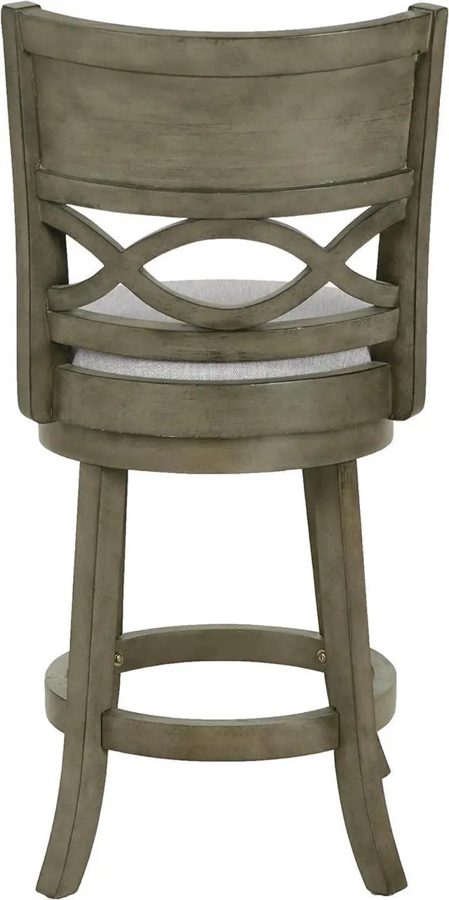 Alt view image 5 of 7 - New Classic Furniture Manchester Counter Height Swivel Bar Stools, Set of 2, 24-Inch, Fabric Upholstered Seat & Back Rest, Gray