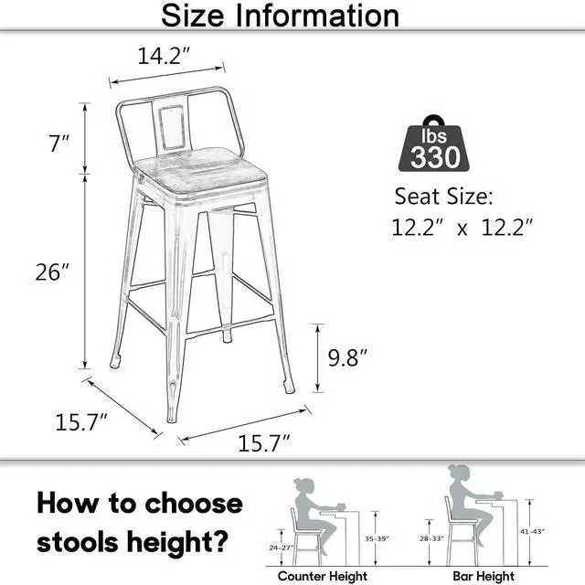 Alt view image 2 of 5 - Metal Bar Stools Set of 4 Barstools Counter Height Bar Stools with Back Industrial Bar Stool Indoor Counter Stool Kitchen Island Stools Modern Bar Chair with Wood Top 26 inch White Cream