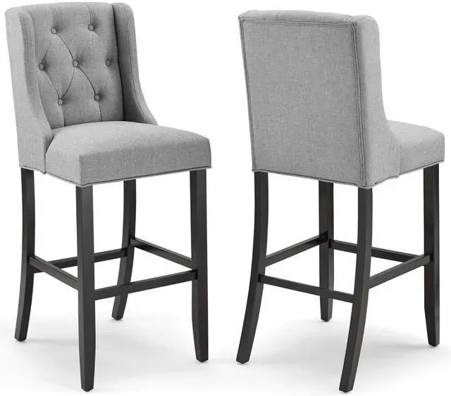Main image of Modway Baronet Bar Stool Upholstered Fabric Set of 2, Light Gray