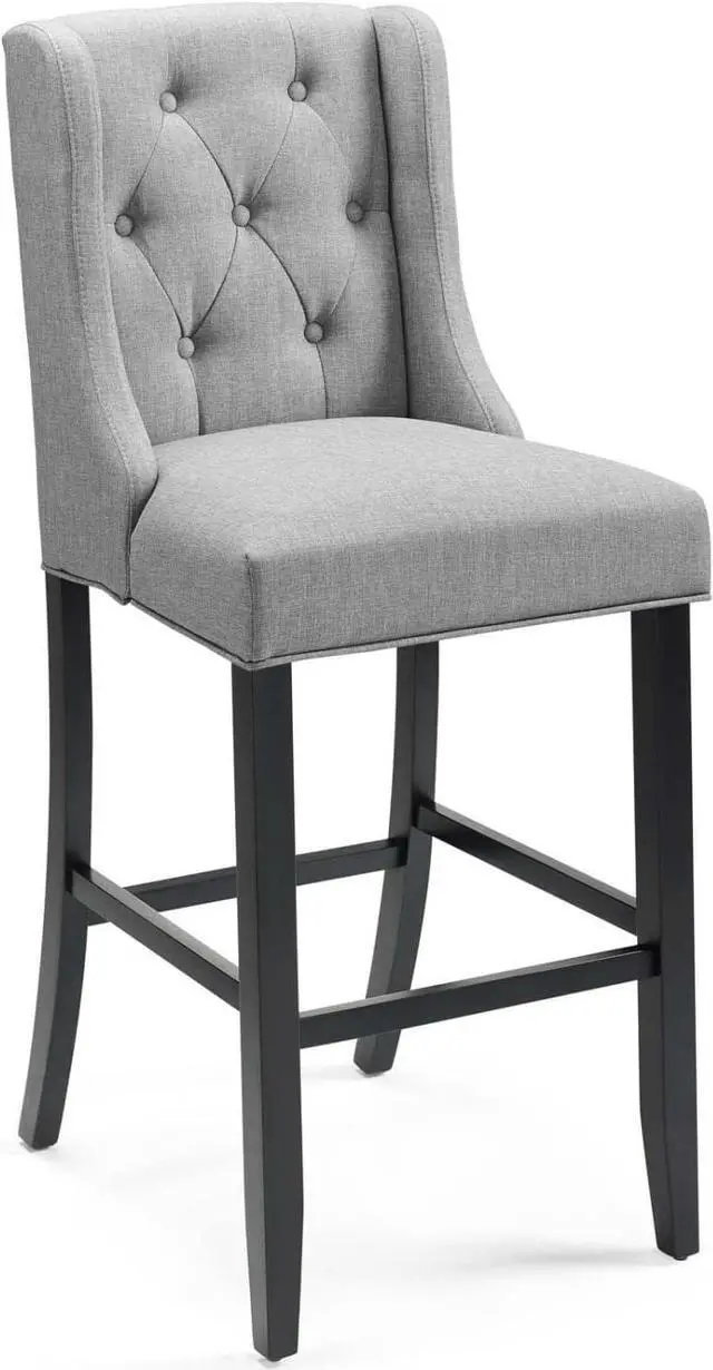 Alt view image 3 of 7 - Modway Baronet Bar Stool Upholstered Fabric Set of 2, Light Gray