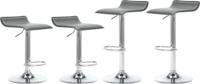 Main image of NOBPEINT Contemporary Chrome Air Lift Adjustable Swivel Barstool, Set of 4(Gray)