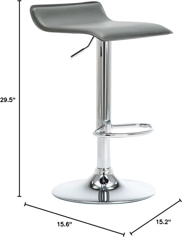 Alt view image 3 of 7 - NOBPEINT Contemporary Chrome Air Lift Adjustable Swivel Barstool, Set of 4(Gray)