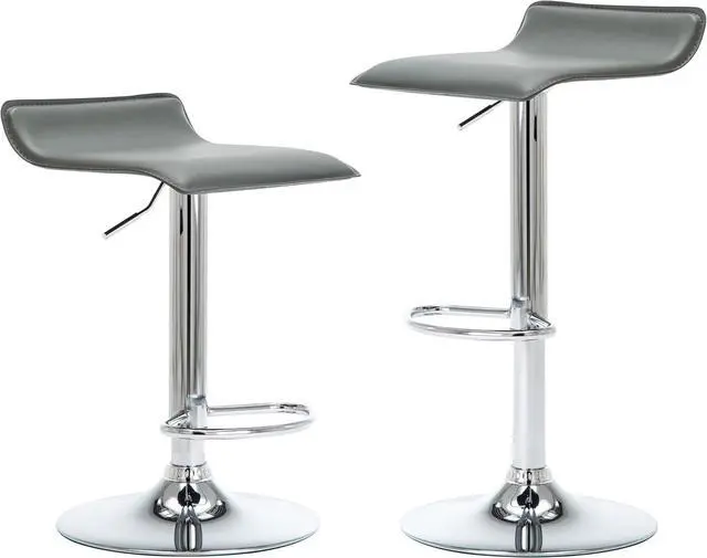 Alt view image 5 of 7 - NOBPEINT Contemporary Chrome Air Lift Adjustable Swivel Barstool, Set of 4(Gray)