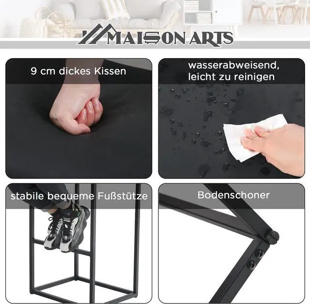 Alt view image 6 of 7 - MAISON ARTS Black Counter Height 24" Bar Stool for Kitchen Counter Backless Modern Square Barstool Upholstered Faux Leather Stool Farmhouse Island Chair, Support 330 LBS,(24 Inch,Black), 1pc