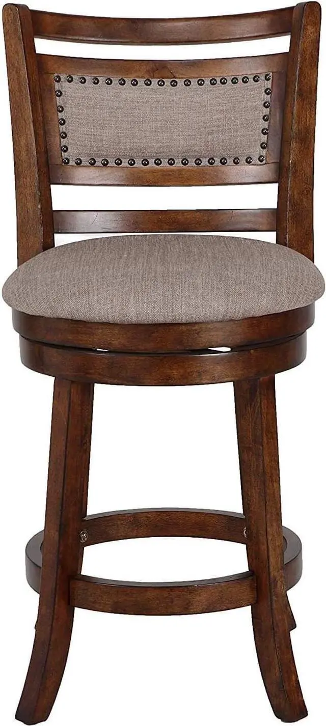 Alt view image 3 of 7 - New Classic Furniture Aberdeen Counter Swivel Bar Stool with Open Back and Fabric Upholstered Seat & Back Rest, 24-Inch, Brown