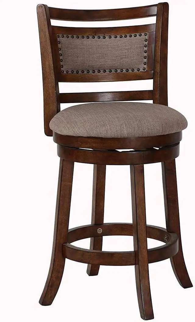 Alt view image 4 of 7 - New Classic Furniture Aberdeen Counter Swivel Bar Stool with Open Back and Fabric Upholstered Seat & Back Rest, 24-Inch, Brown