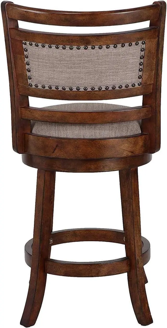 Alt view image 5 of 7 - New Classic Furniture Aberdeen Counter Swivel Bar Stool with Open Back and Fabric Upholstered Seat & Back Rest, 24-Inch, Brown