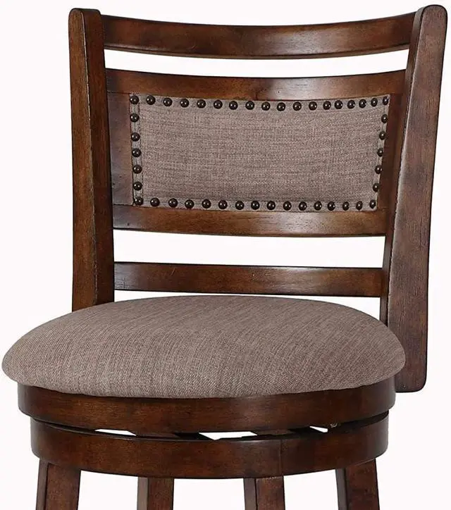 Alt view image 6 of 7 - New Classic Furniture Aberdeen Counter Swivel Bar Stool with Open Back and Fabric Upholstered Seat & Back Rest, 24-Inch, Brown