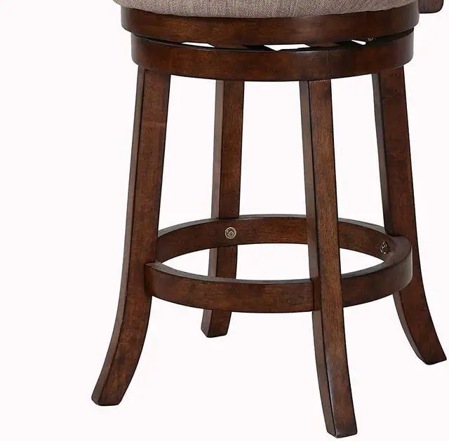 Alt view image 7 of 7 - New Classic Furniture Aberdeen Counter Swivel Bar Stool with Open Back and Fabric Upholstered Seat & Back Rest, 24-Inch, Brown