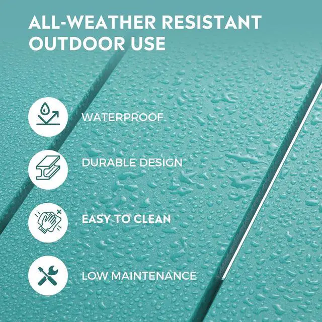 Alt view image 4 of 7 - 24" Height Outdoor Bar Stools, All-Weather Bar Stools, Adirondack Poly Patio Bar Stool for Patio, Deck, Kitchen Counter and Garden, Turquoise