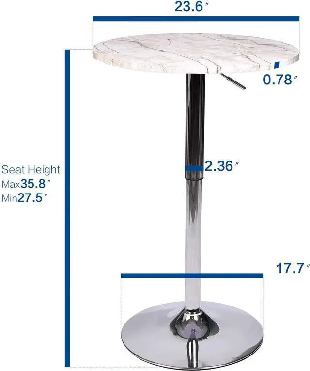 Alt view image 4 of 6 - ARTETHYS Bar Table and Chair Set of 3 Adjustable Round Pub Desk and 2 Swivel Counter Height Barstools