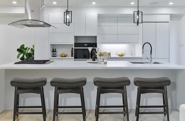 Main image of Black Solid Wood Bar Stools Set of 4 for Kitchen Counter Height Barstools with Faux Leather Saddle Seat Farmhouse Upholstered Stools for 34"-38" Counter Island, 24 Inches Height, Black