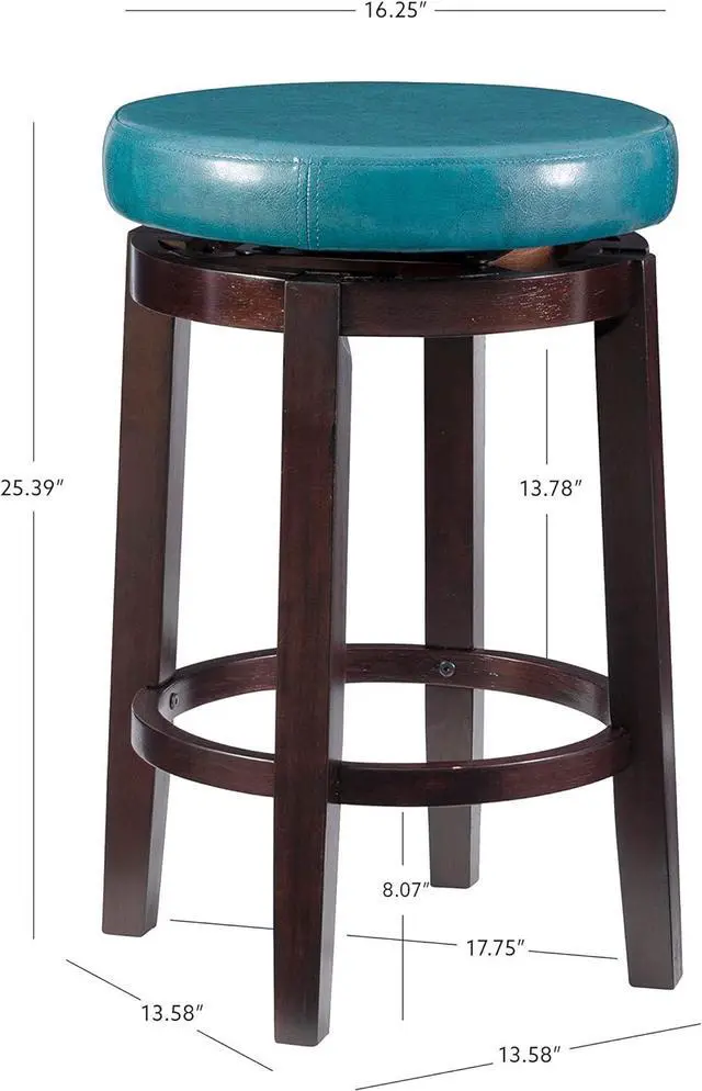 Alt view image 3 of 7 - Linon Maya Counter, Brown Stool, 24", Teal
