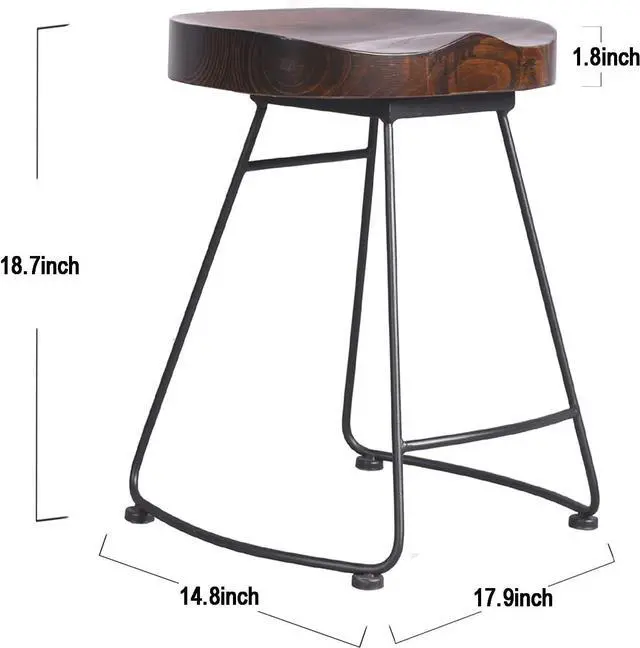 Alt view image 3 of 7 - Diwhy 18.7Height,Hump Surface,Fully Welded Set of 2 Industrial Vintage Rustic Breakfast Dining Stool, Farmhouse Dining Chair Counter Stool Black
