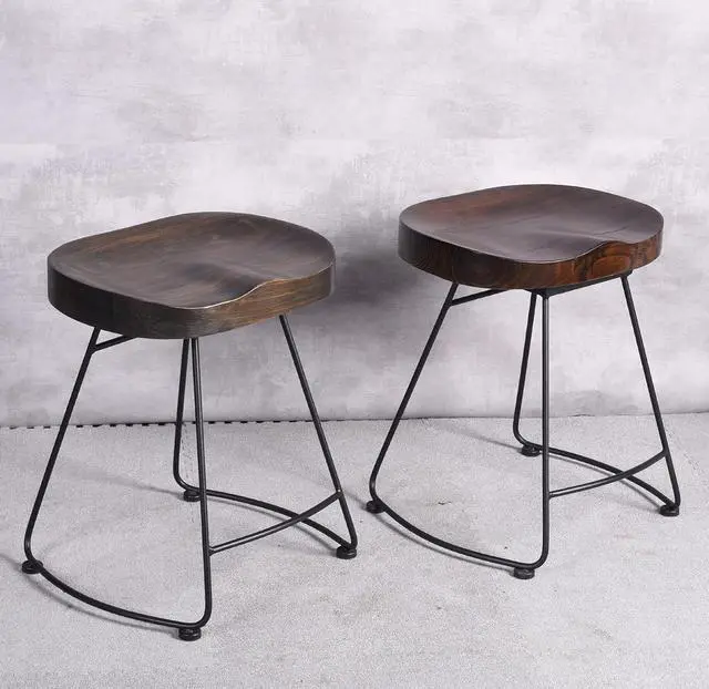 Alt view image 7 of 7 - Diwhy 18.7Height,Hump Surface,Fully Welded Set of 2 Industrial Vintage Rustic Breakfast Dining Stool, Farmhouse Dining Chair Counter Stool Black