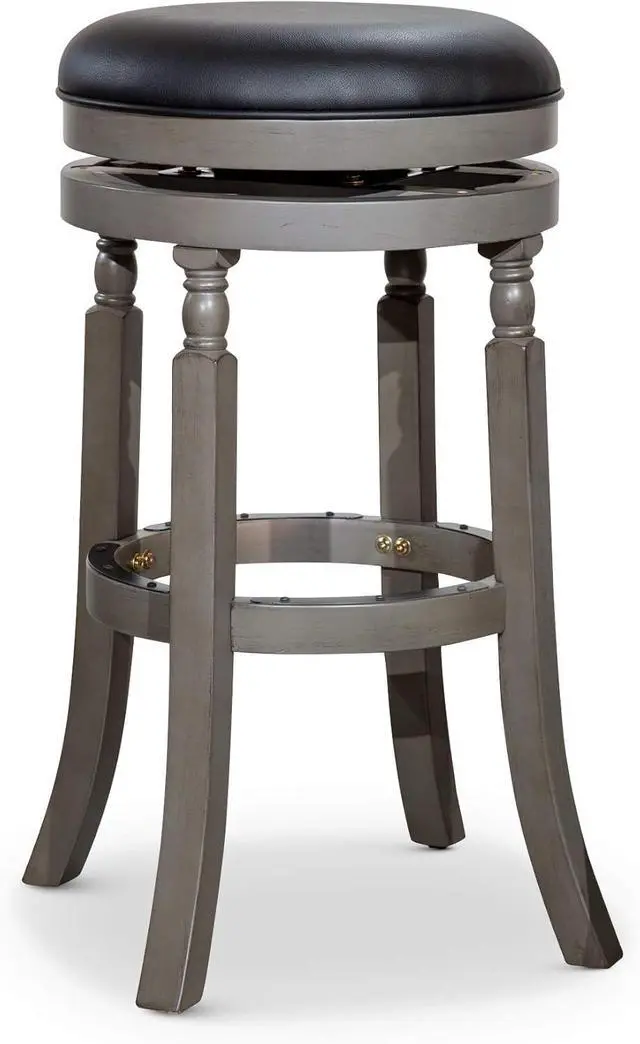 Main image of DTY Indoor Living Palmer Lake 30 Inch Counter Height Stools, Backless Swivel Bar Stool, Weathered Gray Finish with Black Seat, Contemporary Counter Stools.