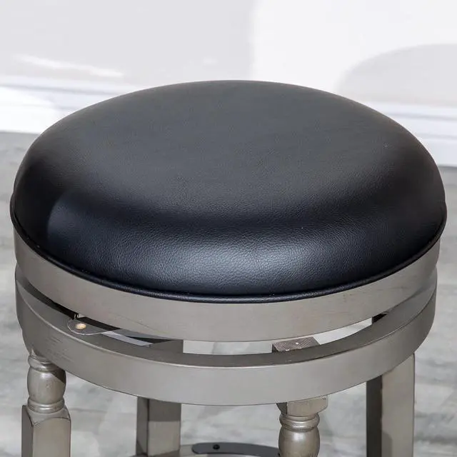 Alt view image 6 of 7 - DTY Indoor Living Palmer Lake 30 Inch Counter Height Stools, Backless Swivel Bar Stool, Weathered Gray Finish with Black Seat, Contemporary Counter Stools.