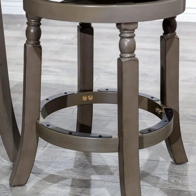 Alt view image 7 of 7 - DTY Indoor Living Palmer Lake 30 Inch Counter Height Stools, Backless Swivel Bar Stool, Weathered Gray Finish with Black Seat, Contemporary Counter Stools.