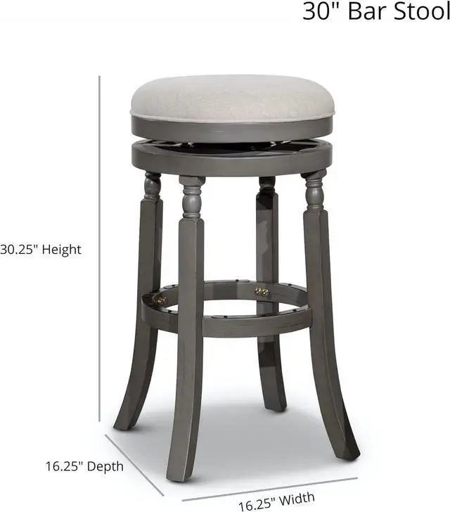 Alt view image 3 of 7 - DTY Indoor Living Palmer Lake 30 Inch Counter Height Stools, Backless Swivel Bar Stool, Weathered Gray Finish with Black Seat, Contemporary Counter Stools.