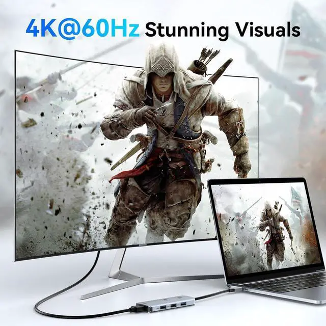 Alt view image 3 of 7 - USB C Docking Station Dual Monitor, LIONWEI Laptop USB C Hub, USB C Dock Multiport Adapter with 2 4K HDMI, 3 USB-A/3.0/2.0, 100W Power Delivery, 6-in-1 USB Dongle for MacBook/Surface/Lenovo/Dell/HP