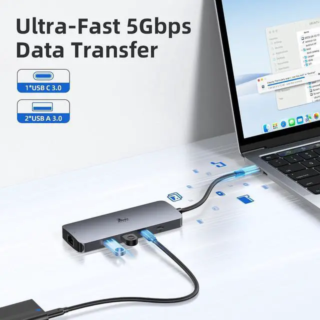Alt view image 7 of 7 - USB C Docking Station Dual Monitor, LIONWEI Laptop Docking Station 3 Monitors with 2 HDMI, 4K DisplayPort, 1Gbps Ethernet, 100W PD, 3 USB A/C 3.0, USB C Hub Multiport Adapter for Dell/Lenovo/HP