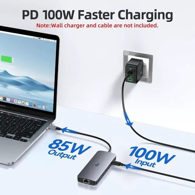 Alt view image 5 of 7 - USB C Docking Station Dual Monitor, LIONWEI Laptop Docking Station 3 Monitors with 2 HDMI, 4K DisplayPort, 1Gbps Ethernet, 100W PD, 3 USB A/C 3.0, USB C Hub Multiport Adapter for Dell/Lenovo/HP