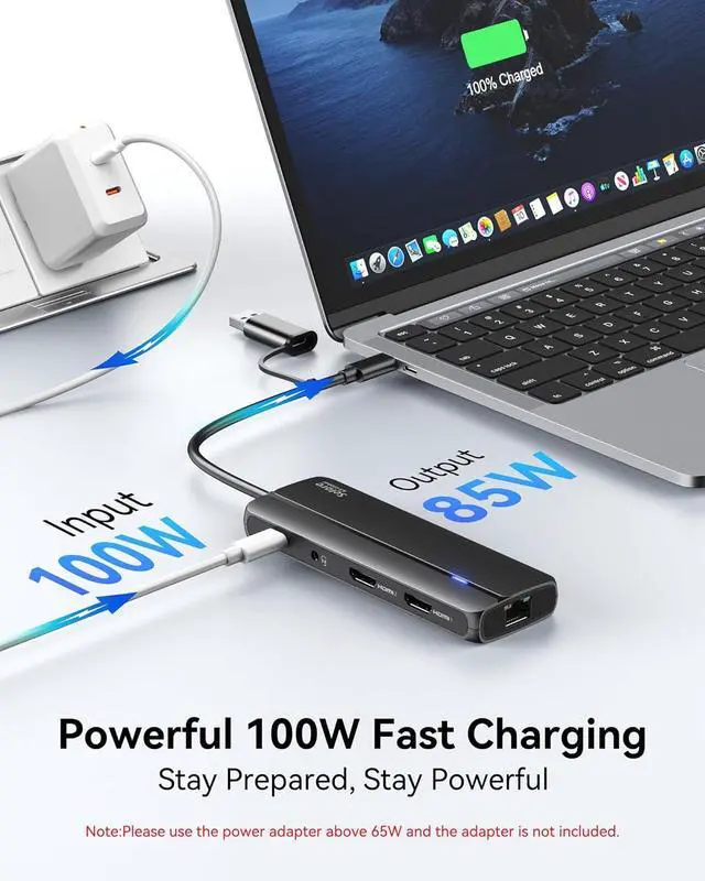 Alt view image 4 of 7 - USB 3.0 Docking Station,10 in 1 USB Docking Station Dual Monitor with 2 HDMI,Ethernet,PD 100W,SD/TF,Audio/Mic,USB A Docking Station for Laptop,USB C Hub Dual HDMI Adapter for MacBook/Dell/HP/M1M2