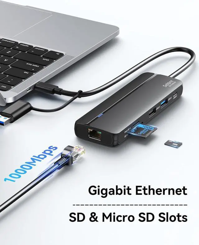 Alt view image 6 of 7 - USB 3.0 Docking Station,10 in 1 USB Docking Station Dual Monitor with 2 HDMI,Ethernet,PD 100W,SD/TF,Audio/Mic,USB A Docking Station for Laptop,USB C Hub Dual HDMI Adapter for MacBook/Dell/HP/M1M2