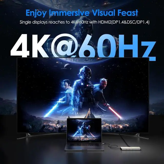 Alt view image 3 of 7 - Laptop Docking Station, WAVLINK 10G USB C Hub with Dual HDMI, 100W PD in, 10Gbps USB-A/C 3.2, 5Gbps USB-A, USB2.0, Gigabit Ethernet for /HP/ etc, Windows Systerm Computer Only