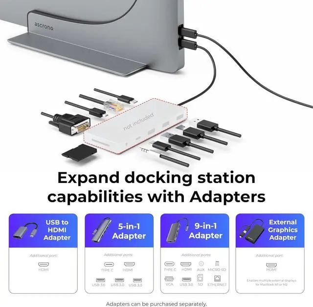 Alt view image 4 of 7 - Dock for 14" Apple MacBook Pro - Docking Station - Connect Dual Displays w/Two Thunderbolt 4 USB-C Ports - Mac Docking Station Hub for MacBook Pro 14" (M1,M2,M3,M4 Base/Pro/Max, 2021-2024)